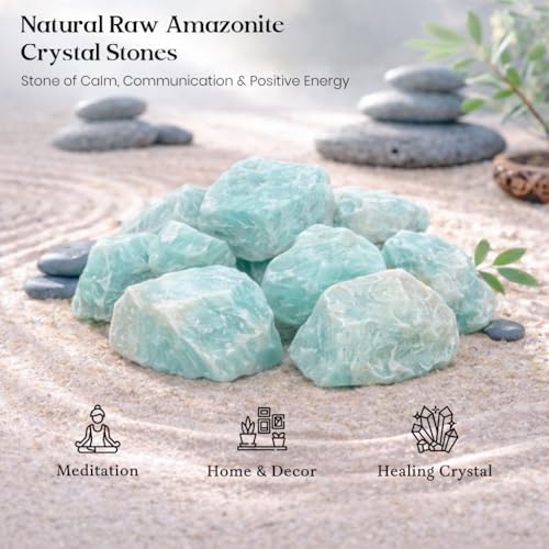 Crocon Amazonite Rough Bulk Natural Stone Raw Gemstone Tumbling Cabbing Polishing Gem Mining Chakra Balancing Reiki and Crystal Healing Good Luck Home Office Size : 1 LB