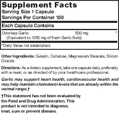 Nature's Blend Odorless Garlic 1,250 mg 100 Caps
