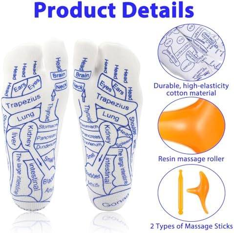 Reflexology Socks with Massage Tool, Foot Relief and Acupressure Reflexology Foot Massage Socks, Unisex Pressure (Large Size)