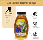 Goshen Amish Country Extremely Raw Pure Spring Honey - Unfiltered, Unprocessed, Pure & Natural - Harvested in the USA - Rich Flavor for Tea, Cooking, Wellbeing - Kosher Certified - 16oz Glass Jar