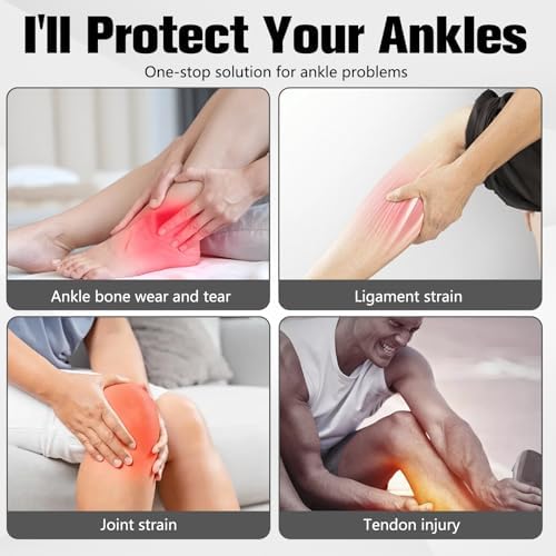 2Pcs Ankle Brace Compression Support Stabilizer,Lace-Up Sports Basketball Sprain Recovery Men Women Adjustable Foot Ankle Orthopedic Grade Tendonitis Protection (Black Gray)