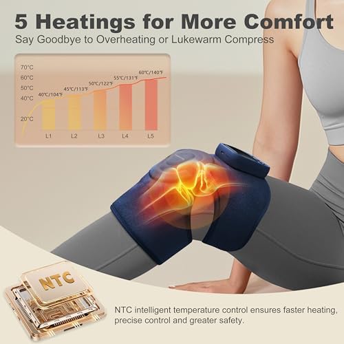 KingPavonini Cordless Knee Massager for Pain Relief, Newly 4 Motors Vibration, 5 Heat Levels, 6 Massage Modes, Knee Heating Pad for Knee Pain, Heated Knee Massager Brace, for Mom Dad (Blue 2.0)