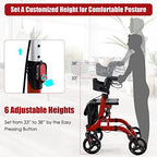 Goplus 2 in 1 Rollator Walkers for Seniors with Seat, 8" Wheels Medical Rolling Walker with Adjustable Handle, Aluminum Folding Mobility Walking Aid for Adult Elderly