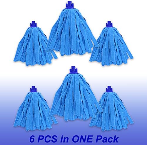 EaseYourDay 6 PCS Blue Microfiber Mop Replacement Compatible with All Standard US Threading Pole &0.8" Diameter Mop Handle