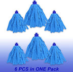 EaseYourDay 6 PCS Blue Microfiber Mop Replacement Compatible with All Standard US Threading Pole &0.8" Diameter Mop Handle