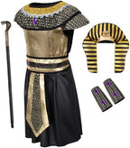 Egypt Pharaoh Costume for Kids Boys Ancient Egyptian King Outfit Kit Halloween Role-Play
