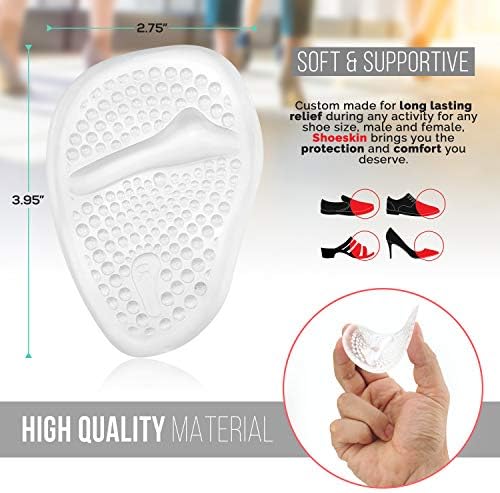 Clear Metatarsal Pads for Women & Men - Ball of Foot Cushions for Pain Relief - Comfortable, Nonslip, Reusable, Light and Great for High Heels