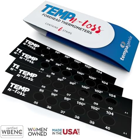 Fast Reading Disposable Forehead Thermometer Strips - Temp-N-Toss for Accurate & Hygienic Adult Temperature Measurement (6)