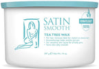 Satin Smooth Tea Tree Wax - Hair Removal Wax for Medium to Coarse Hair, Soothing & Calming Formula, Ideal for Sensitive Skin, 14 oz