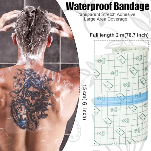 Tattoo Aftercare Bandage Roll 6 x 78 inch,Waterproof Healing Tattoo Wrap Protective Film Transparent,Second Skin