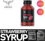 Locca Strawberry Syrup 12oz - Premium Boba Syrup, Coffee Flavoring Syrup Boba Tea Syrup Cocktail Strawberry Flavoring, Real Fruit Infused Shaved Ice Coffee Flavor Syrup for Strawberry Drinks