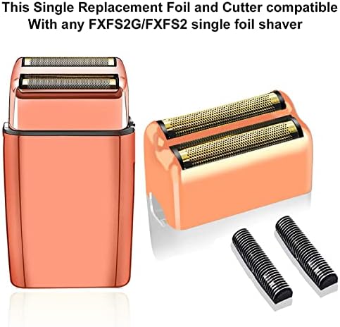 2 pack Professional Replacement Foil and Cutters for BaBylissPRO Barberology Double Foil Shaver, Compatible with BaBylissPRO Barberology FXFS2 Shaver，GoldRose Gold