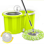 Rotating mop Automatic Drying Hand wash Free Wet and Dry Double Drive Plus Thick Mop Bucket, 4 Colors 5 mop Heads(Color:Green)