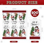 100Pcs Christmas Snowman Paper Napkins -Disposable Decorative Guest Napkins for Christmas Dinner Party Supplies (7.87 x 4.3 lnch)