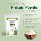 Z Natural Foods Goat Whey Protein Powder Concentrate - Undenatured, Unflavored, Pasture Raised Whey - Clean Goat Protein Powder with Vital Proteins for Weight Management, Immune Support, Fitness, 1 lb