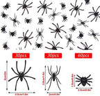JIALWEN 120 Pieces Realistic Plastic Spiders 3 Sizes Small Spider Toys Black Fake Spiders Halloween Prank Props for Halloween Home Party Decorations
