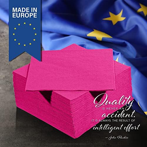Fuchsia Dinner Napkins, 3-Ply, 125 Count – Premium Disposable Paper Napkins for Parties, Weddings, Restaurants, Bars & Events, European Made