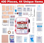 400 Pieces All-Purpose First Aid Kit - Organized Dual-Layer Wall - Professional Medical Kit for Home, Car, Camping, Travel, Office, Outdoor, Business & Sports