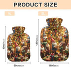 Gnomes Gathering Christmas Tree Hot Water Bottles with Soft Cover Hand Feet Warmer Hot Water Bag for Foot Bed Warmer Pain Relief, 1 Liters