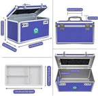 Large Capacity Combination Locking Medicine Box with Portable Storage Case，15''x 8.7''x 9.3'', Childproof Medication Lock Organizer， Lockbox for Secure Cash, ID Documents (BLUE)