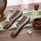 2 Pcs Sandalwood Comb Set Wide and Fine Tooth Comb Wooden Detangling Anti-static Natural Wood Combs Green Handmade Sandalwood Combs for Women Men Straight Curly Dry Wet Hair