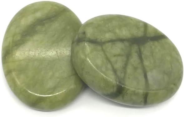 2 Pcs Green Hot Massage Stones Set Natural Jade Rock SPA Massager 3.14 x 2.36 in(6x8cm)