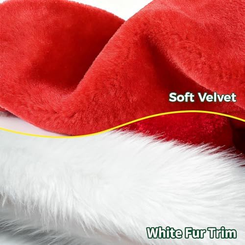 Iioscre Kids Santa Hat Toddler Christmas Hats Plush Xmas Luxury Velvet, Thick Classic Child Party Supplies for New Year Festive