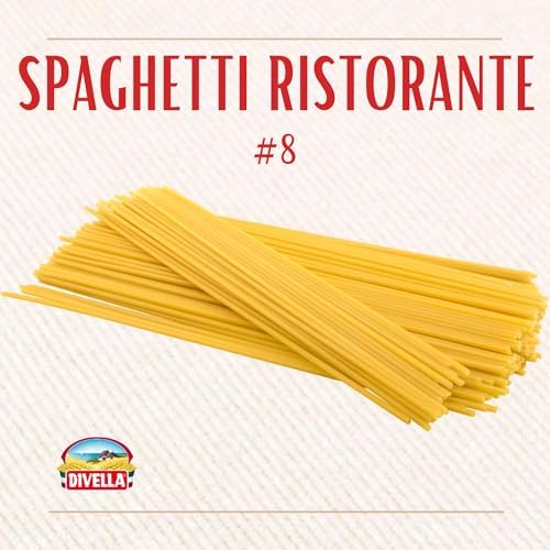Divella Spaghetti Pasta #8, 16 oz. (Pack of 8) - Authentic Italian Pasta Made with Durum Wheat Semolina, Perfect ‘Al Dente’ Texture for Every Dish