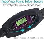 Insulin Pump Belt with Double Slide Zipper Pouch Medical Holder for Diabetic T1D Adjustable Waist Band Accessories Lightweight for Tubing Epipen Men Women Adult Black