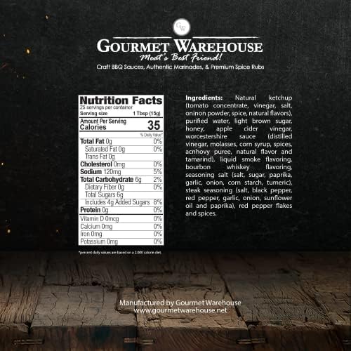 Gourmet Warehouse BBQ Sauces, 16 Fl ozs, 2 Pack (Bourbon Barrel)