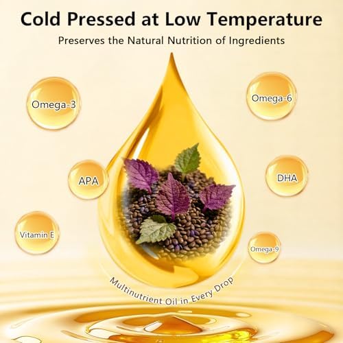 Organic Perilla Seed Oil, Cold Pressed, Pure Perilla Seeds, Low Temperature Extraction, Cooking & Dietary Use, 8.45 fl oz (1)