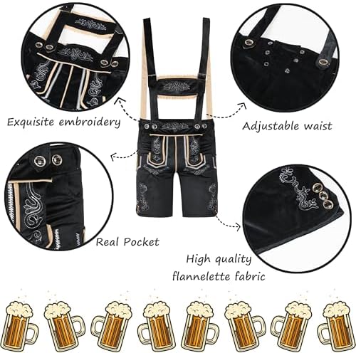 Lederhosen Men, Bavarian Oktoberfest Costume Men,Oktoberfest Traditional Costume,Brown