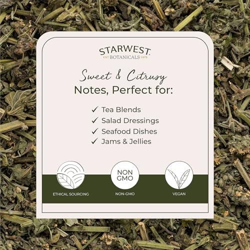 Starwest Botanicals Organic Lemon Balm Leaves - Dried Herb for Tea, Loose Leaf Natural Herb, Cut & Sifted Lemon Balm, Certified Kosher, Non-GMO - 4 oz Bag