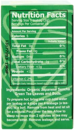 Haiku Organic Tea, Japanese Sencha Green, 16 Teabags (Pack of 6)