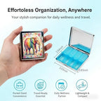 Weekly Pill Organizer, Metal Pill Box with 8 Compartments, Small Travel Pill Case for Purse Pocket, Medicine Vitamin Supplement Organizer (Rainbow Elephant)