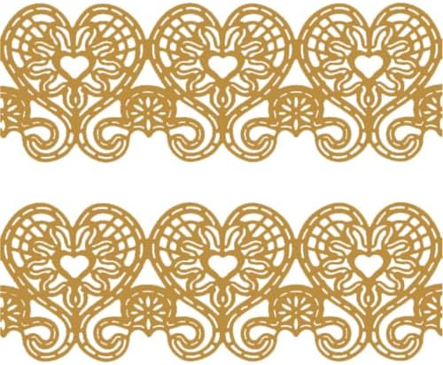 Funshowcase Large Pre-Made Ready to Use Edible Cake Lace Love Heart 14-inch 10-piece Set Golden