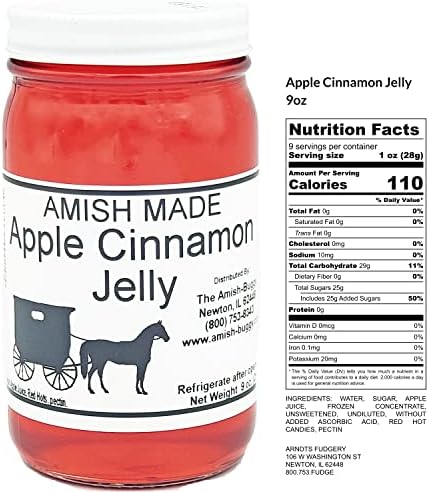Amish Jelly, Apple Cinnamon- 8 Oz Set of 3 Jars Made by Arndts Fudgery