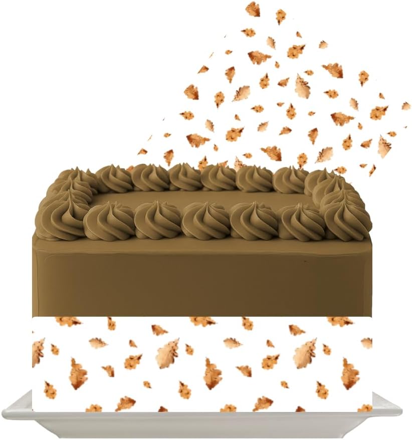 Fall Leaves Edible Cake Decoration Border Topper Autumn Leaf Icing Sheet Seasonal Cake Decor