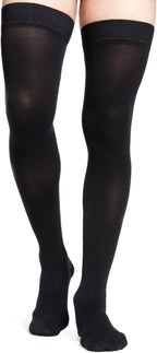 SIGVARIS Men’s DYNAVEN Closed Toe Thigh-Highs w/Grip-Top 30-40mmHg - Large Long - Black
