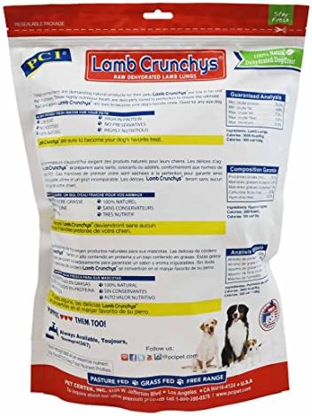 PCI Pet Center Inc. Lamb Crunchys Raw Dehydrated Lamb Lungs Dog Treats, 16 Ounce Pack, LAM-016MC