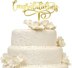 Mirror acrylic Congrats Grad Cake Topper Congratulations Cake Decor 2024 High School/College/Senior Graduation Party Decorations Supplies (Congratulations, Golden acrylic)