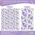 JarThenaAMCS 100Pcs Watercolor Floral Guest Napkins Purple Lilac Flower Disposable Napkins Dinner Paper Hand Towels for Bathroom Wedding Birthday Party Table Supplies