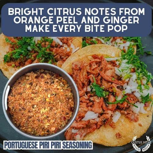 Portuguese Piri Piri Fire Seasoning | Gourmet Spice Blend | Non GMO, All Natural | Handmade in Small Batches in USA | Artisanal Seasoning Mix | Magnetic Tin | GLP-1 Friendly | Sustainably Sourced Rub | Ultra Premium | Gustus Vitae