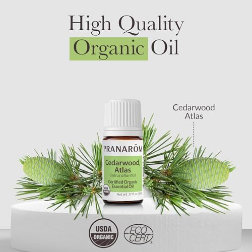 Pranarom - Cedarwood, Atlas Essential Oil 5ml - for Skincare Enthusiasts - Moisturizing Skin After Showering - Calming Woodsy Aroma - 100% Pure, Certified Organic