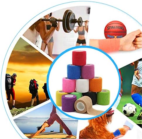 12 Pack 2" x 5 Yards Self Adhesive Elastic Bandage Wrap Stretch Self-Adherent Tape for First Aid,Sports, Wrist, Ankle (12 Colors)