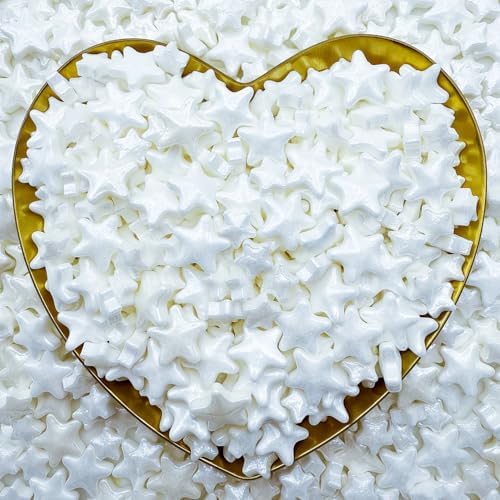 CandiJumpin Edible Stars for Cake Decorating, White Star Sprinkles Star Cake Decorations Edible Large Small White Stars Baby Shower Party Birthday Wedding Christmas Supplies 3 OZ