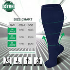 3 Pack Plus Size Compression Socks for Women & Men, Extra Wide Calf Knee High Stockings for Circulation Support