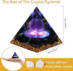 Hopeseed Orgone Pyramid for Positive Energy, Orgonite Amethyst&Obsidian Healing Crystal Pyramids for Reduce Stress Chakra Reiki Healing Meditation Attracts Lucky and Success