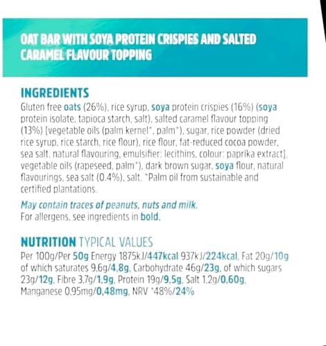 Trek Salted Caramel Protein Flapjacks 3X40g *100% plant based ingredients, No artificial sweeteners, 9g protein, Vegan friendly, Gluten free* Imported from UK/England/Britain