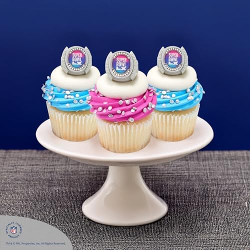 DecoPac NFL Super Bowl LX Rings, Cupcake Decorations, Officially Licensed, Football Rings, Food Safe Cake Toppers – 24 Pack